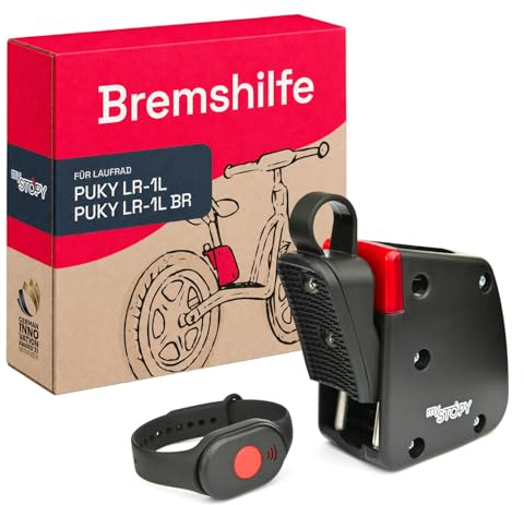 mySTOPY Bremsasisstent für PUKY Modell LR 1L / LR 1L BR mit Motiv (Schwarz) I für Kinder ab 2,5 Jahre | integriertes Rücklicht für mehr Sicherheit