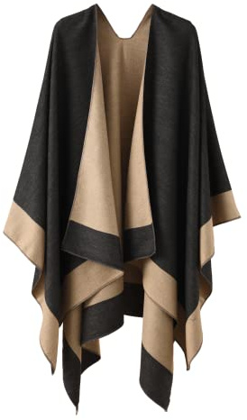 colornival Sjal för kvinnor, elegant stickad cape, öppen framsida, poncho, halsduk, filt, cardigan, kappa för vår, höst och vinter, Färg 11, one size