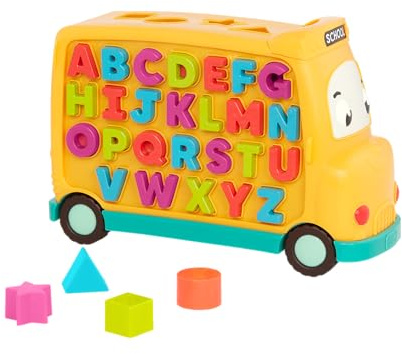 B. toys - AlphaBus - Bus Scolaire éducatif - Autobus Scolaire Jouet avec 26 Lettres et 4 Formes - Tableau magnétique et Espace de Rangement - Jeu de tri des Formes de l'alphabet - 3 Ans et +