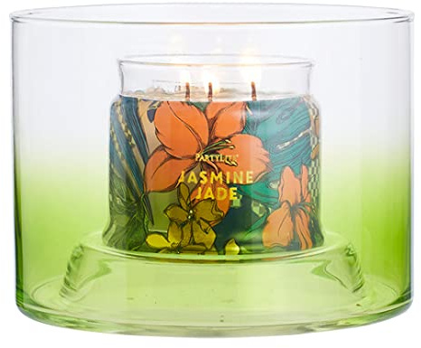 PartyLite Kerzenhalter im Glas, Ombré-Design, Grün
