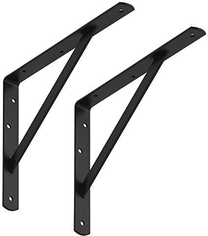 SOTECH 4er Set Regalkonsolen 300 x 225 x 30 mm schwarz pulverbeschichtet | Regalträger mit Querstrebe zur Stabilisierung
