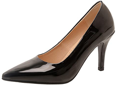 Damen Stiletto Pumps, Höhe Ferse Pumpe Pointed Toe Ohne Verschluss Kleid Pumps Simple Party Schuhe, Gr 32-54
