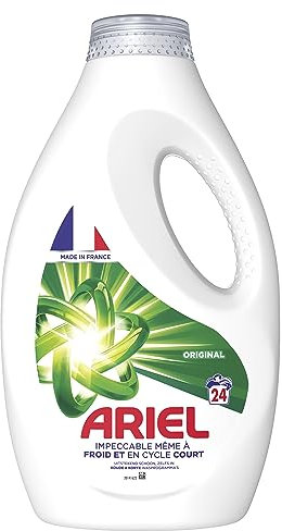 Ariel Lessive Liquide, 120 Lavages (5x24), Original, Élimination impeccable des taches en 1 seul lavage même à basse température, avec la technologie COOL CLEAN