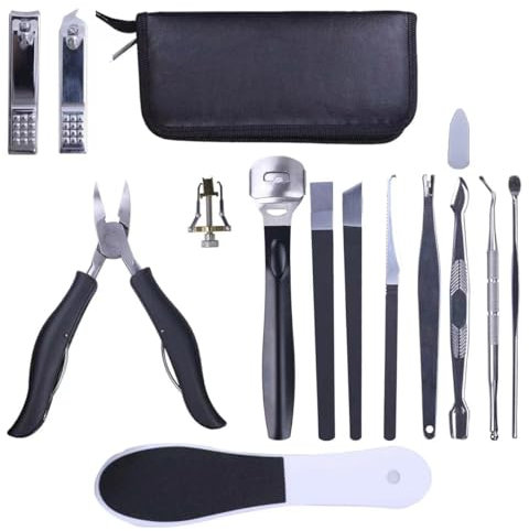 Profesional Cortaúñas Acero Inoxidable Grooming Kit, Set de 16 Piezas Para Manicura y Pedicura Para Viajes y Hogar Diseño Avanzado de Bolsas de Cremallera