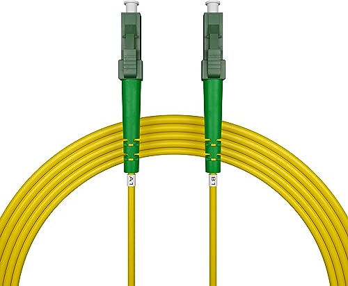 nexinex - 10m Glasfaserkabel LC/APC auf LC/APC Patchkabel | Kompatibel mit Telekom, Vodafone, 1&1, Fritzbox, etc. | LWL Simplex Singlemode OS2 FTTH Glasfaser Lichtwellenleiter Kabel