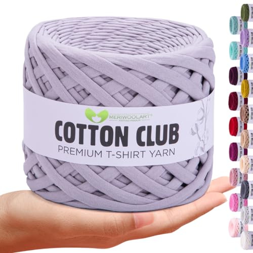 MeriWoolArt® Premium Baumwolle zum Häkeln und Makramee, 10 mm x 110 m Qualität Baumwollgarn, T-Shirt Garn für Handtasche, Teppiche, Pflanzenkörbe, Wurfkissen und Makramee-Wandbehang oder Geschenkband