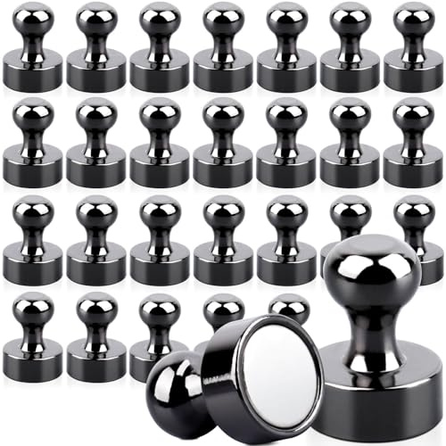 28 Stück Klein Magnete stark, Neodym Magnete Extra Stark, Glänzend Schwarz Dekorative Magnet e für Magnettafel, Starke Kühlschrank Magnet e for Whiteboard, Kühlschrank, Karten- und Küchendekoration