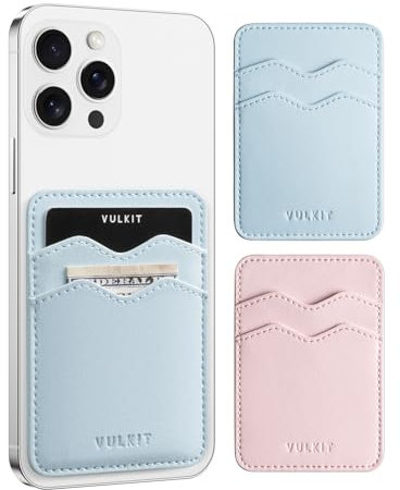 VULKIT 2Pcs Card Holder for Phone Slim Crad Wallet Credit Card Holders RFID Blocking Stick On Phone Case Leather Adhesive Card Holders Back of Smartphone