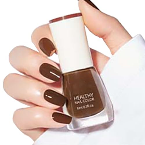 Nude Nail Polish, Nude Quick Dry Nail Varnish - Oil Based Natural Long Lasting Nail Polish - No Need Uv Nail Paint For Diy Nail Art Manicure At Home -French Manicure (34#Dark Brown)