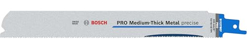 Bosch 2x PRO Medium-Thick Metal precise S1137BEF Recip Saw Blade, 1,1 x 25 | für Rohre und Profile aus Metall, Nichteisenmetalle, Länge 225 mm, Professional Zubehör Säbelsäge