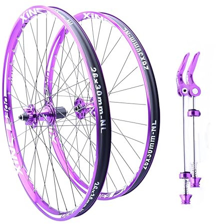 HZXQCVB Mountainbike-Laufradsatz Für AM/XC 26/27.5“ Felgen Aus Aluminiumlegierung Scheibenbremse Schnellspanner 100/135mmm 120 Klicks 32H Naben Für 7/8/9/10/11/12 Gang Kassette(Purple,27.5'')