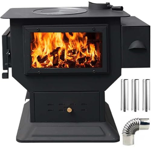 Wood Burning Stove,Cast Iron Wood Burning Stove Wood Burner, Pure Cast Iron Carbon Firewood Furnace with View Window, Portable Tent Multi Fuel Wood Burner Stove for Indoor, Heating and Cook