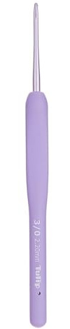 Tulip Etimo Murasaki Häkelnadel - Ergonomische Häkelnadel aus Aluminium mit Soft-Griff, Leicht und Mit Glatter Spitze für Alle Garnarten, Violetter Griff, 2.20mm - 1 Stück