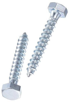 Unifizz 25 viti esagonali M6 x 40 mm, in acciaio al carbonio zincato, viti autofilettanti a mezza filettatura per legno e terrazze, elementi di fissaggio resistenti