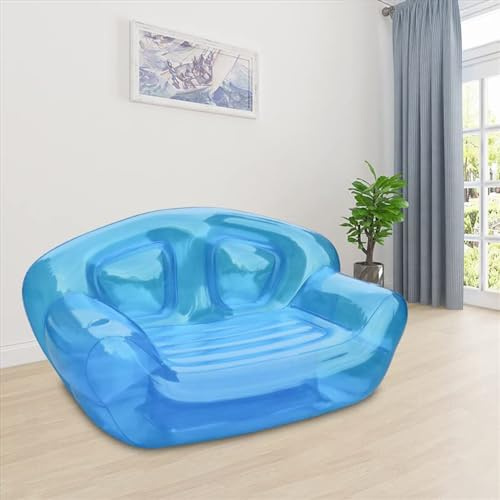 Transparente aufblasbare Couch für Erwachsene – PVC-Luftsofa mit 2 Getränkehaltern, perfekte aufblasbare Couch für Strand, Outdoor, Reisen, Camping, Picknick, Schwimmbad (180 x 90 x 95 cm)