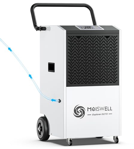 Moiswell 80 L Gewerblicher Luftentfeuchter mit Pumpe Bautrockner für Keller, Baustellen & Industrie – Mobiler, Robuster Entfeuchter für Räume bis 350 m³