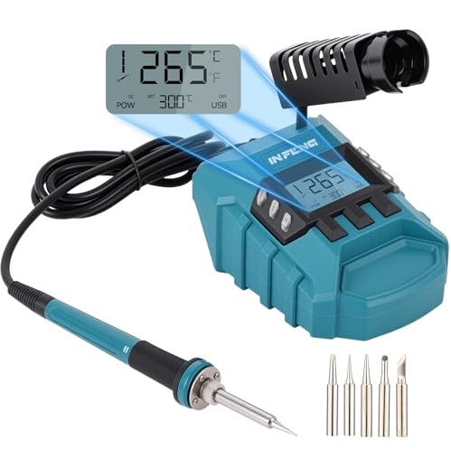 Saldatore senza fili per batterie Makita: stazione saldante a riscaldamento rapido con display a LED, set saldatore portatile per riparazioni elettroniche e progetti fai-da-te (batteria non inclusa)