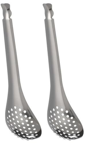 2 Piezas Cuchara Coladora de Acero Inoxidable para Cocina y Bar | Acero Inoxidable, Filtrado Rápido de Agua y Limpieza Sencilla, Color Plata, Separación de Líquidos
