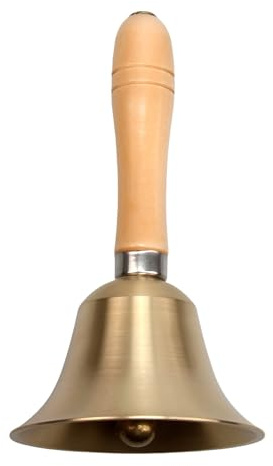 Super Laute Handglocke Klassisch Glöckchen, Massivmessing Glocke, Metall Glocken mit Holzgriff für Abendessen Musikunterricht Service ältere Menschen zu Hause Hochzeit Tiertraining Büro Meditation