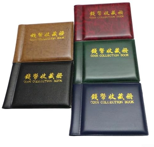 Eawfgtuw 60 Coin Holder Album Book with 10 For Pages for Collecting Pennies, Tokens, Medallions and Badges, Portable Storage with 60 Pockets(black)