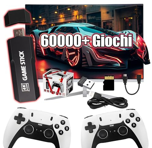 GD10 Pro Console di gioco retrò Retro Game Stick,60000+ giochi, 45+ emulatori,Game Stick 4K HD con doppio controller wireless,Emuelec 4.3,console per videogiochi Plug & Play per TV/computer (256G)