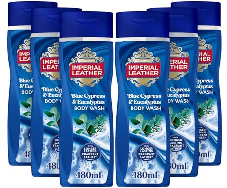 Imperial Leather Blue Cypress & Eucalyptus Body Wash Shower Gel, Rich Creamy Lather & Long-lasting Luxury Fragrance, Vegan & Cruelty Free (6 x 480ml)
