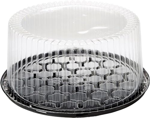 A1 Bakery Supplies 10-11inch Cake Double Layer Clear Cake Container Dome and Base Carry & Display Storage Box (4 Pack)