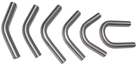 BASIT Edelstahl Schweißbogen Ø30x2mm 60° Rohrbogen für Geländer + Handlauf | Rundrohrbogen Rohrverbindunger für Treppengeländer, Material V2A 1.4301 Rohr Bogen vor dem Biegen geschliffen in Korn 240