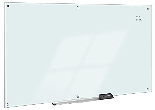 Amazon Basics - Trocken abwischbares Whiteboard aus Glas, Weiß, magnetisch, 244 x 122 cm