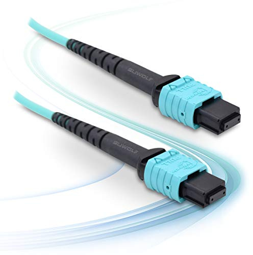SUWOLF 5M / 16,5FT 12Fibre OM3 Tipo B Fibra Ottica Patch Cord MPO a MPO Connettore Femminile/Femminile LSZH Cavo Patch in Fibra Ottica/Patchcord MPO – MPO Jumper per QSFP+/QSFP28 Compatibile MTP