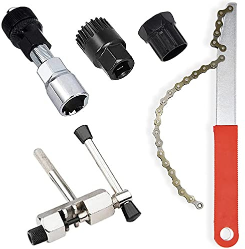 All-Pie Bicycle Cassette Removal Tool Set, Chain Whip Bicycle Repair Tool, Chain Remover/Bracket Remover/Freewheel Remover/Crank Puller Remover