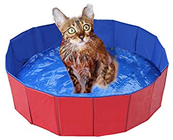 Foldable Pet Dog Cat Paddling Pool Portable Dog Bath Puppy Kitten Shower Pit PVC Bathing Tub Swimming Pool For Cat Puppy Pet (Small)