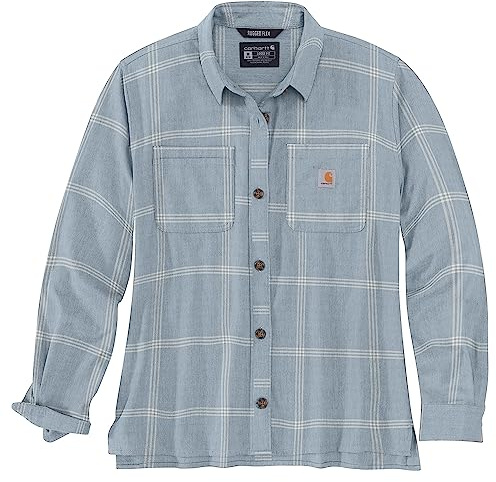 Carhartt Damen 105989 Rugged Flex Loose Fit Midweight Flanne, Neptune, Klein
