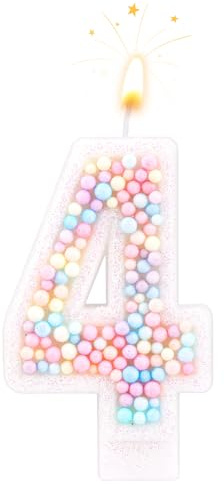 Candeline Compleanno, 0-9 Numero Macaron Candeline Torta Glitter Decorazioni per Anniversario di Nozze Festa di Compleanno (4)
