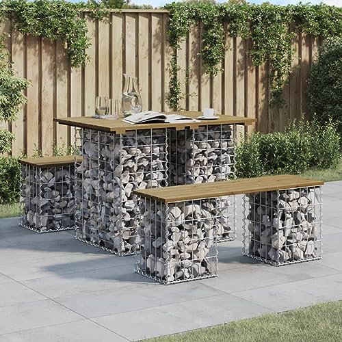 ARKEM Gartenbank aus Gabionen 100x70x72 cm Sitzbank Garten GabionenköRbe Gabionen Bank Outdoor Patio BäNke Kiefernholz Imprägniert