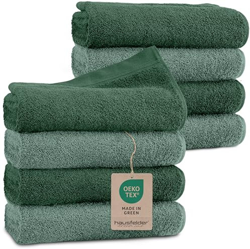 Hausfelder Handtücher Farbmix 8er Set, 50x100cm, Dunkelgrün