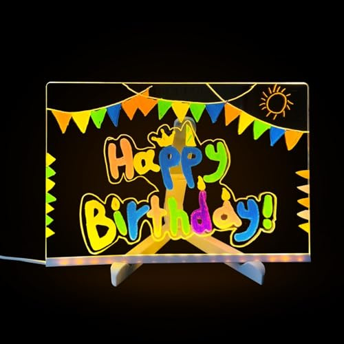 Aprilsunnyzone LED-Zeichenbretter, Notizbrett, wiederverwendbar, leuchtend, Zeichenbrett für Kinder, mit verstellbarem Ständer und sieben bunten Stiften (groß)
