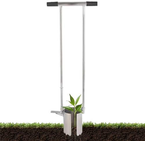 Seedling Easy Transplanter, Lökplanterare Med Långt Handtag Och Mjukt Grepp, Manuell Växtplanterare I Rostfritt Stål Med Fotstöd, För Att Gräva Hål, Rensa Ogräs, Jordprovtagning