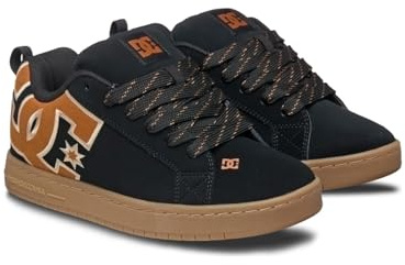 DC Shoes Court Graffik, Scarpe da Skateboard Uomo, Nero/Marrone/Gomma, 43 EU