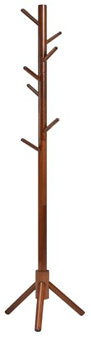 Cube-LED Simple Wooden Coat Rack for Home Use - Elegant Living Room and Bedroom Coat & Hat Rack, Easy-to-Install Floor Stand (Brown)