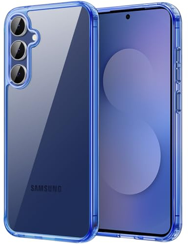 JETech Hülle für Samsung Galaxy S25 FE, Anti-Vergilbung Stoßfeste Stoßstange Handy Schutzhülle, Anti-Kratzer Harte PC Rückseite (Navy Blau)