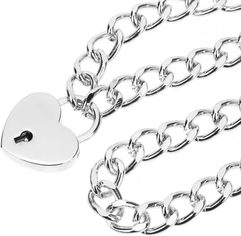 VERDANVERSE Collana con Lucchetto a Cuore da 25 CM con Chiave Girocollo a Catena per Donna e Uomo Gioiello Elegante per Coppie e Regalo per Feste e Cerimonie
