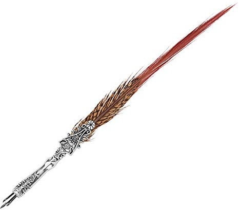 GLOGLOW Reservoarpennor Pennsats med Zinklegeringshållare och 6 Spetsar Smidig Skrift Antik Fjäderpenna för Teckning Handskriftsjournalanvändare Vintage Reservoarpenna Feather Dip Kalligrafi Kontor