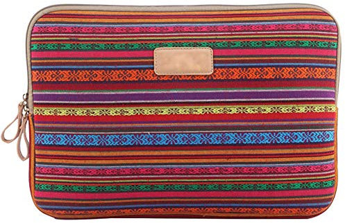 Laptop Sleeve 360° Protective Bohemian&Ethnic Case Cover with Two Lateral Pockets Zipper 10 Inch Sleeve Bag for MacBook/Laptops/Notebooks/Ultrabooks/Netbooks,Red