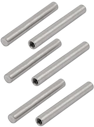 sourcing map 6 Stück 304 Edelstahl M4 Innengewinde 6mm x 50mm zylindrischer Dübelstift de