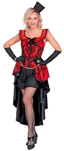W WIDMANN MILANO Party Fashion - Burlesque Kostüm Damen | 2-teilig mit Kleid und Handschuhen im Cabaret und Tänzerin Look, für Karneval und Mottoparty