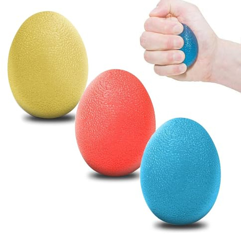 VOARGE Eiförmige Griffbälle, Handtrainer Fingertrainer Bälle, 3 Stück Handtherapie-Bälle zur Druckentlastung, Kräftigung von Hand und Finger und Lindert Gelenkschmerzen