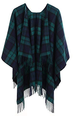 Lyxig stor (svart klocka) pläd lammullskappa 125 cm x 124 cm