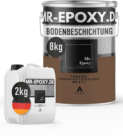 Mr. Epoxy Epoxidharz Bodenbeschichtung (10 kg, RAL 8024 Beigebraun) - 2K Betonfarbe für Garagen, Keller & Werkstatt Boden - Flüssigkunststoff Epoxid Grundierung und Bodenversiegelung