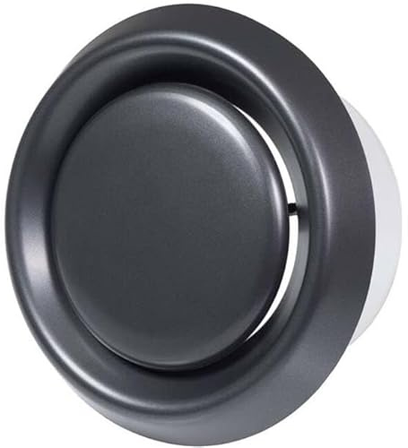 Ø 125mm Difusor Ajustable - Válvula de Extraccion/Suministro de Aire - Rejilla Redonda de Ventilacion - Plástico ABS Antracita